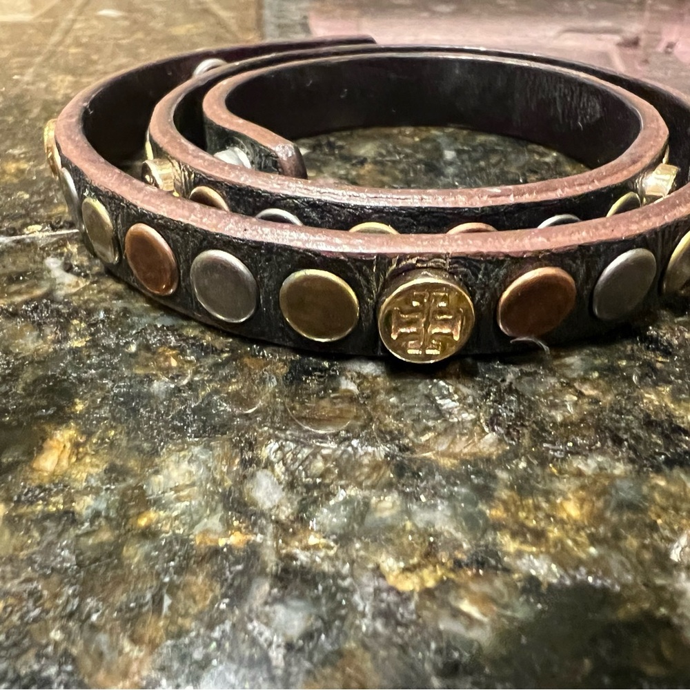 Tory Burch Leather Logo Wrap Bracelet Chocolate Brown & Gold